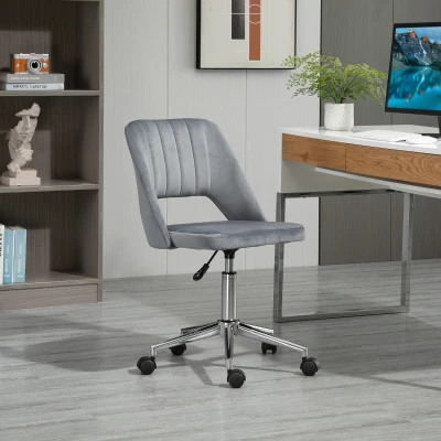 Vinsetto Chaise Bureau Pivotante Ergonomique Velours Gris