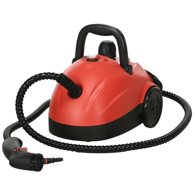 HOMCOM Limpiador a Vapor Portátil 3,5 Bar Potencia 1500W Deposito 1,2 L Vaporeta Multiusos con 13 Accesorios 34x25x23,5 cm Rojo