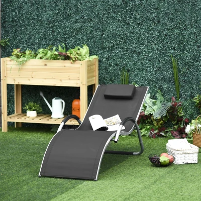 Outsunny Lettino prendisole 160cm x 60cm x 65cm Nero
