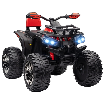 HOMCOM 12V Quad Bike ATV Red with LED Lights & Backrest