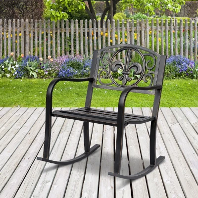 Outsunny Schaukelstuhl Gartenstuhl Schwingsessel antik Garten Metall Bronze B60 x T73 x H85cm