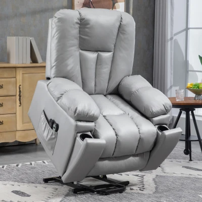 HOMCOM Massage Point Reclining Armchair Charcoal Grey