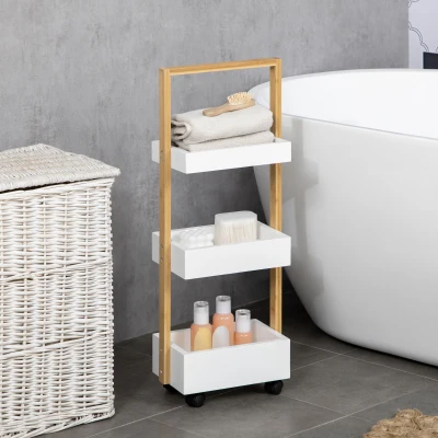 HOMCOM Chariot Rangement 3 Niveaux Blanc Cuisine/Bureau