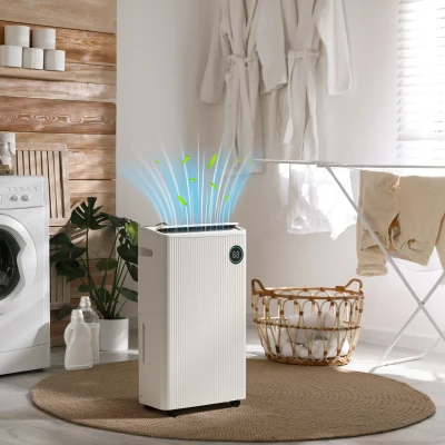 HOMCOM Portable Dehumidifier 16L/Day with Air Purifier White