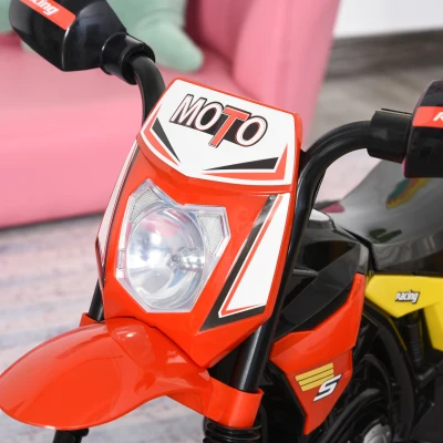 HOMCOM Moto Correpasillos Infantil para Niños de +18 Meses con Apariencia de Moto de Montaña con 3 Ruedas con Luces y Sonido Pedales Diseño Único 71x40x51 cm Rojo(m-7)