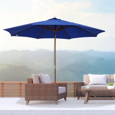 Outsunny Ombrellone Impermeabile Tondo Ø 300 x 250 cm Blu
