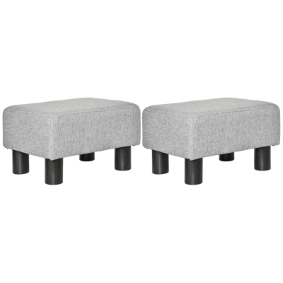 HOMCOM Poufs Repose-Pieds Lin Gris 40x30x24cm 2Pcs