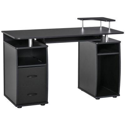 HOMCOM Bureau Noir Multi-Rangements 120x55x85cm