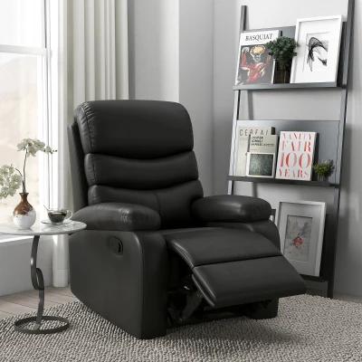 HOMCOM Relaxsessel Liegesessel, Liegefunktion, inkl. Fußstütze, 78 cm x 90 cm x 105 cm, Schwarz