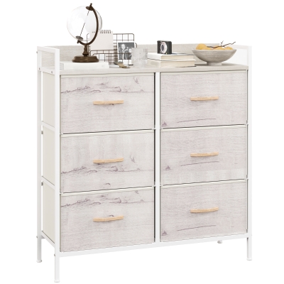 HOMCOM 7-Drawer Chest – Light Grey Dresser For Bedroom, Engineered Wood Storage