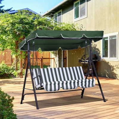 Outsunny Dondolo da Giardino 3 Posti con Tetto e Cuscini Verde