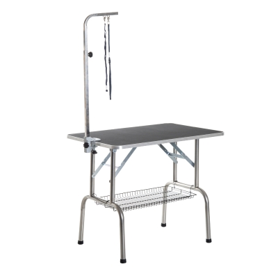 PawHut Table de Toilettage Pliante avec Potence et Panier 90 x 60 x75 cm