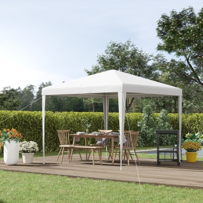 Outsunny Pavillon 2,7x2,7m Rechteckig Wasserabweisend Stabil Winterfest Pavillon Partyzelt Gartenzelt Gartenpavillon Festzelt für Camping Garten, Weiß
