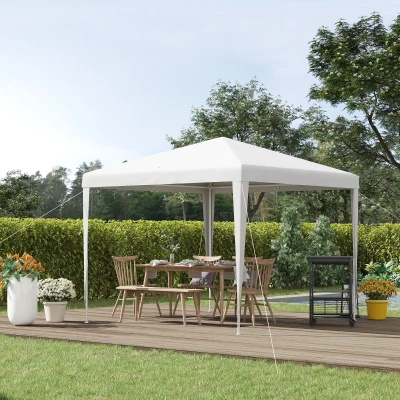 Outsunny Pavillon 2,7x2,7m Rechteckig Wasserabweisend Stabil Winterfest Pavillon Partyzelt Gartenzelt Gartenpavillon Festzelt für Camping Garten, Weiß