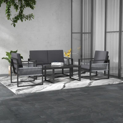 Outsunny Aluminium Garden Dining Set with Cushions 4-Piece