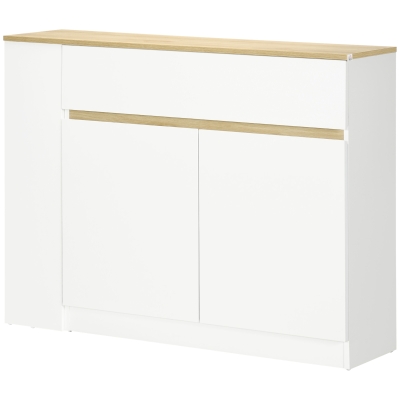 HOMCOM Buffet Blanc 2 Tiroirs 3 Étagères 110x29.5x82cm