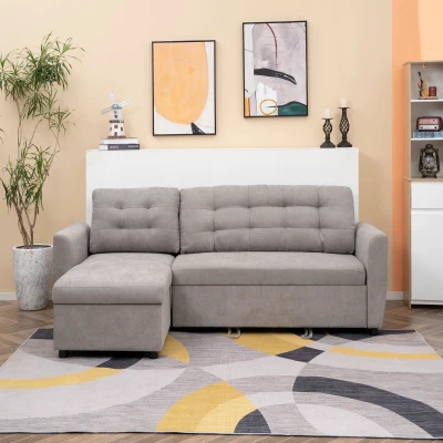 HOMCOM Divano letto 217cm x 134cm x 85cm Grigio
