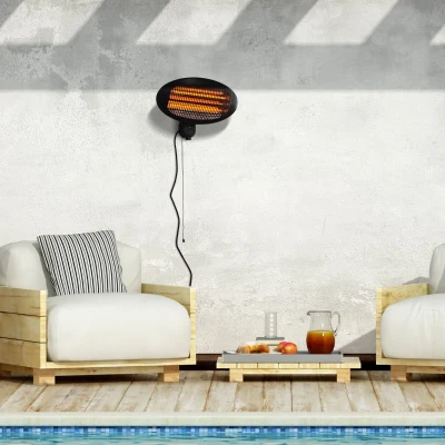 Outsunny Lampada da Esterno al Quarzo a 3 Opzioni di Calore Nero