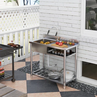 Outdoor Sink 100W x 51.5D x 100Hcm Silver