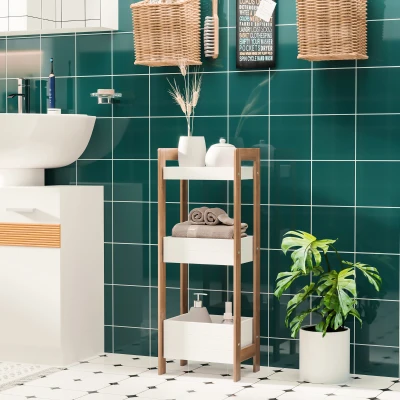 HOMCOM 3-Tier Bamboo Bathroom Rack Storage Organiser
