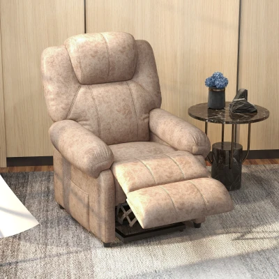 HOMCOM Poltrona Relax Reclinabile Manuale in Tessuto Beige