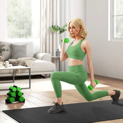 SPORTNOW Set 2 Manubri 3 kg in Metallo e Plastica 18x8x8 cm Verde
