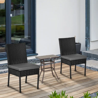 Outsunny Set of Two Rattan Garden Chairs - Black