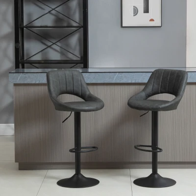 HOMCOM Set sgabello da bar 44cm x 49cm x 90-110cm Grigio