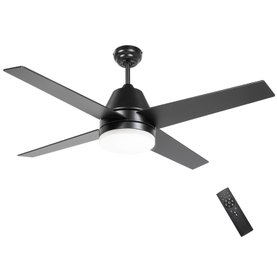 HOMCOM Ceiling Fan with LED Light Remote Black/Walnut