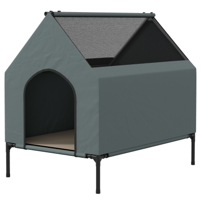 PawHut Hundebett mit abnehmbarer Abdeckung, Liegekissen, 81x54x78 cm, Grau/Schwarz