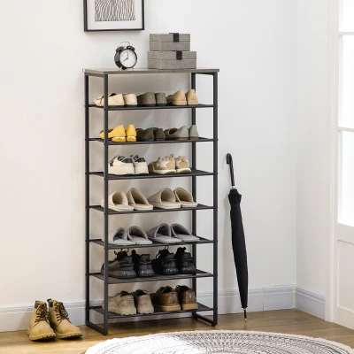 HOMCOM 8-Tier Shoe Rack Grey for 21-24 Pairs