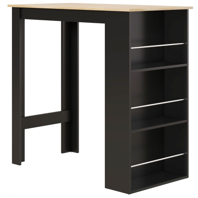 HOMCOM Table de Bar Noire avec 3 Étagères 112x57x106 cm