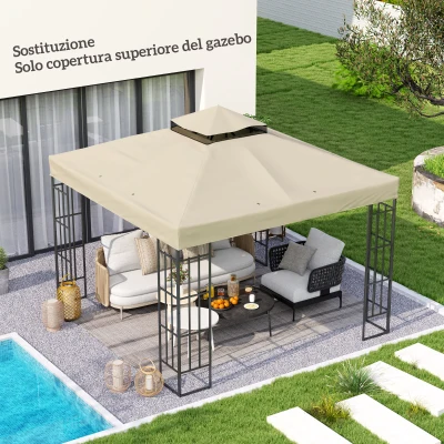 Outsunny Copertura per Gazebo 3x3m UPF30+ a 2 Livelli Crema