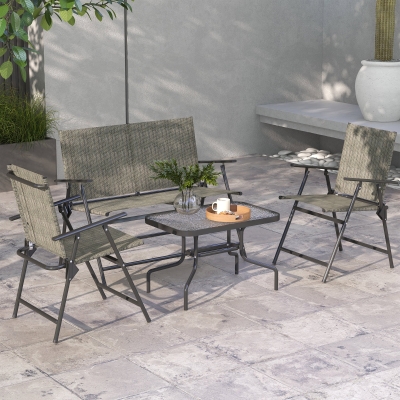 Outsunny 4-Piece Patio Set Mesh Fabric Mixed Brown