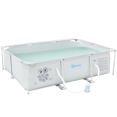 Outsunny Steel Frame Pool with Pump 292x190x75cm Grey