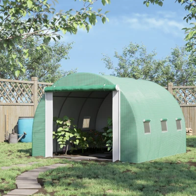 Outsunny Serra a Tunnel 3x3x2m con Porta e 6 Finestre in PE