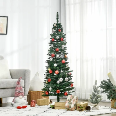 HOMCOM Albero di Natale Finto 150cm con Base in Plastica Verde
