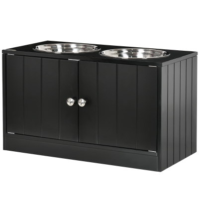 PawHut Gamelles Chiens Surélevées Double 2L Inox 60x30x35.5cm