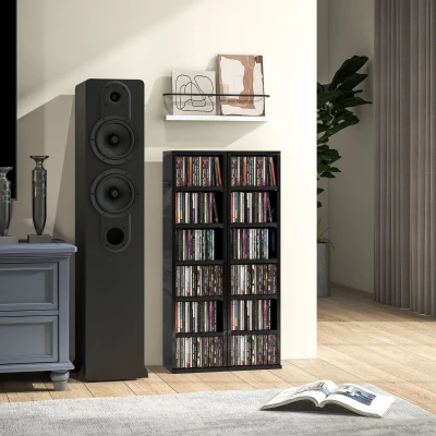 HOMCOM Set of Two CD Storage Units High Gloss Black