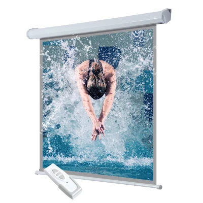 Ecran de projection motorisé 4:3 244L x 183H cm blanc