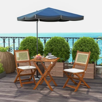 Outsunny Salon Jardin Bistrot Pliant Résine Tressée