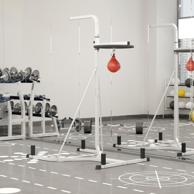 HOMCOM Piattaforma boxe speed ball 115cm x 156cm x 224cm Bianco, Rosso, Nero