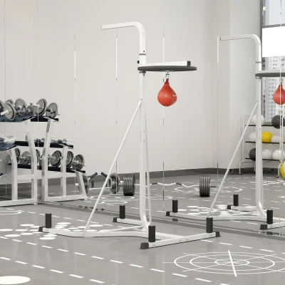 HOMCOM Piattaforma boxe speed ball 115cm x 156cm x 224cm Bianco, Rosso, Nero