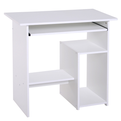 HOMCOM Compact Computer Table White with Storage Shelf