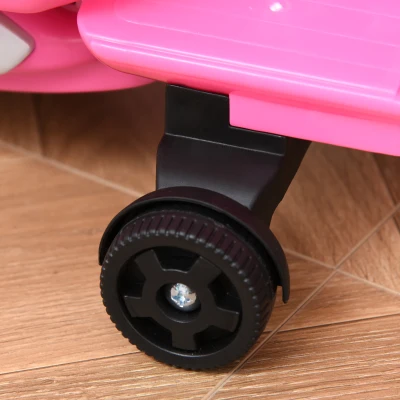 HOMCOM Moto Eléctrica Vespa para Niños de 18-36 Meses Moto de Batería 6V con Faro Bocina y 4 Ruedas 66,5x38x52 cm Rosa(m-9)