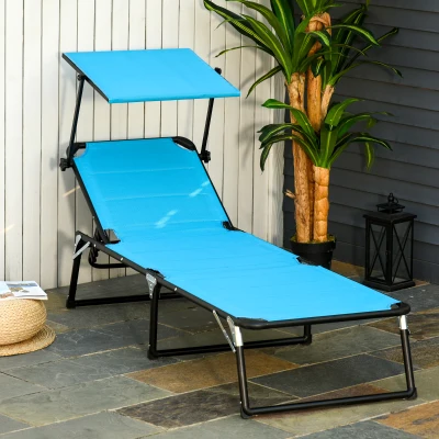 Outsunny Sdraio da giardino 164cm x 66cm x 81cm Blu