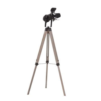 HOMCOM Adjustable Tripod Floor Lamp E27 Base 100-140cm Natural