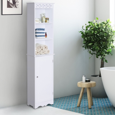 HOMCOM Meuble colonne de salle de bain moderne 40L x 23l x 160H cm blanc