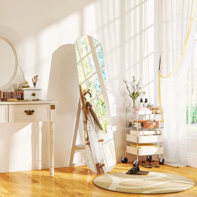 HOMCOM Miroir Arqué 35x150cm avec Étagère Blanc