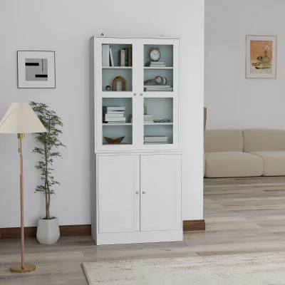 Bookcase 76cm x 40cm x 178.5cm White and Natural